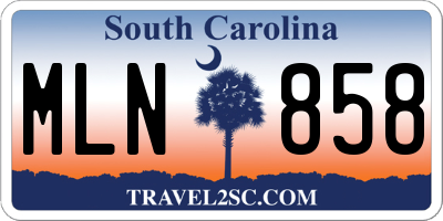 SC license plate MLN858