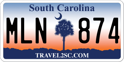 SC license plate MLN874