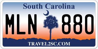 SC license plate MLN880