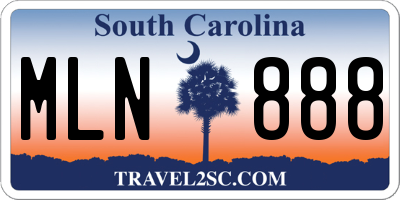 SC license plate MLN888