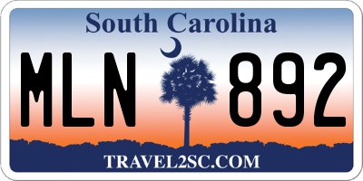 SC license plate MLN892