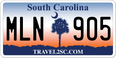 SC license plate MLN905