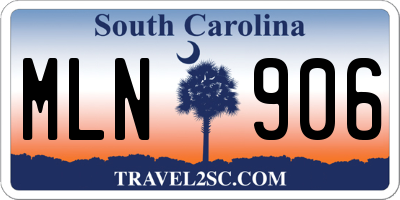 SC license plate MLN906
