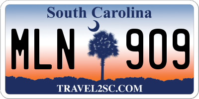 SC license plate MLN909