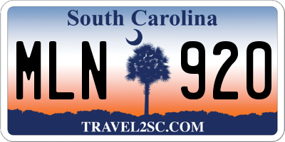 SC license plate MLN920