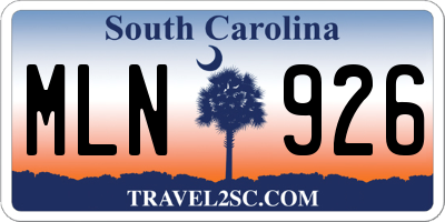 SC license plate MLN926