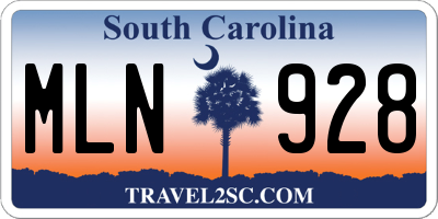 SC license plate MLN928