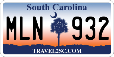 SC license plate MLN932