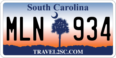 SC license plate MLN934