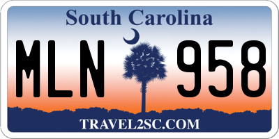 SC license plate MLN958