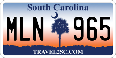SC license plate MLN965