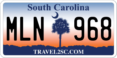 SC license plate MLN968