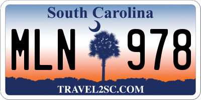 SC license plate MLN978