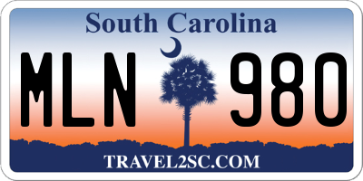 SC license plate MLN980
