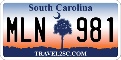 SC license plate MLN981