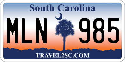 SC license plate MLN985