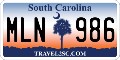 SC license plate MLN986