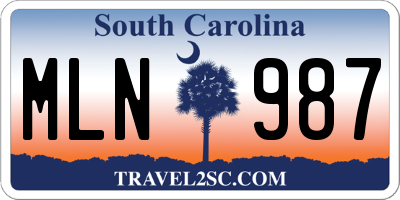 SC license plate MLN987