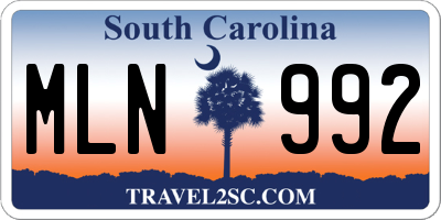 SC license plate MLN992