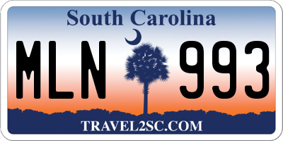SC license plate MLN993