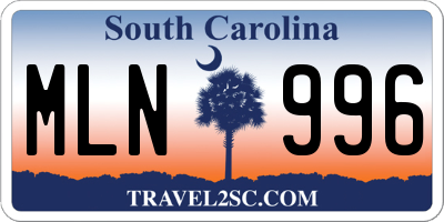 SC license plate MLN996