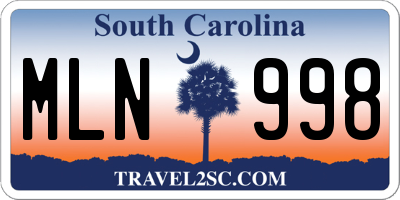 SC license plate MLN998