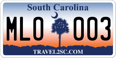 SC license plate MLO003