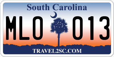 SC license plate MLO013