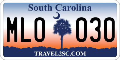 SC license plate MLO030