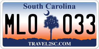SC license plate MLO033