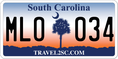 SC license plate MLO034