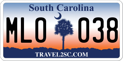 SC license plate MLO038