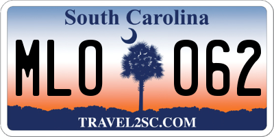 SC license plate MLO062