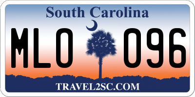 SC license plate MLO096