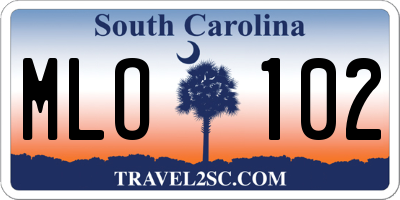 SC license plate MLO102