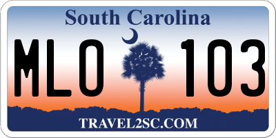 SC license plate MLO103