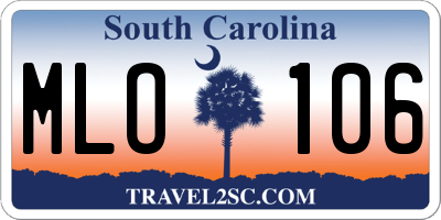 SC license plate MLO106
