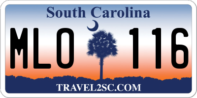 SC license plate MLO116