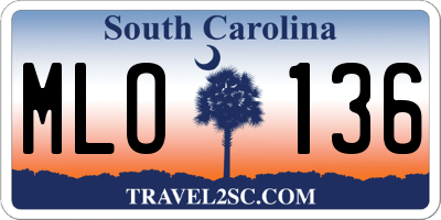 SC license plate MLO136