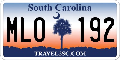 SC license plate MLO192