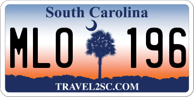 SC license plate MLO196