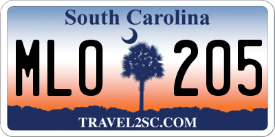 SC license plate MLO205