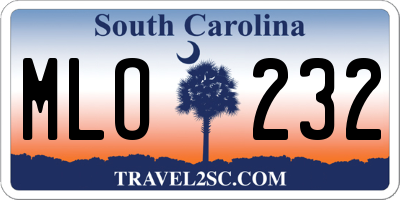 SC license plate MLO232