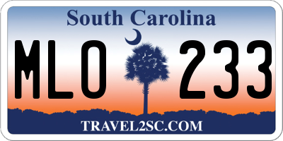 SC license plate MLO233