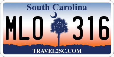 SC license plate MLO316