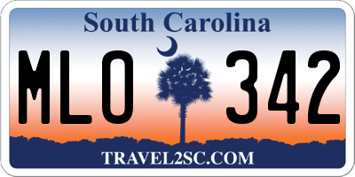 SC license plate MLO342