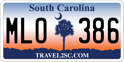 SC license plate MLO386