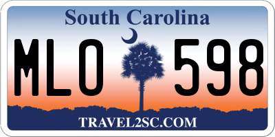 SC license plate MLO598
