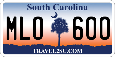 SC license plate MLO600