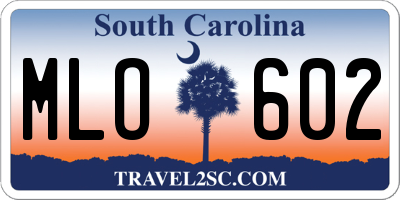 SC license plate MLO602